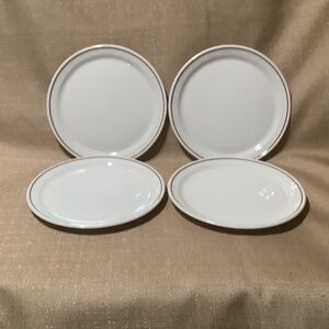MAYER CHINA 6-3/4 “White Plate Set with Brown Trim